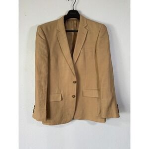 Murano Mens Linen Blazer Jacket Tan Brown Two Button Suit Coat Size‎ L